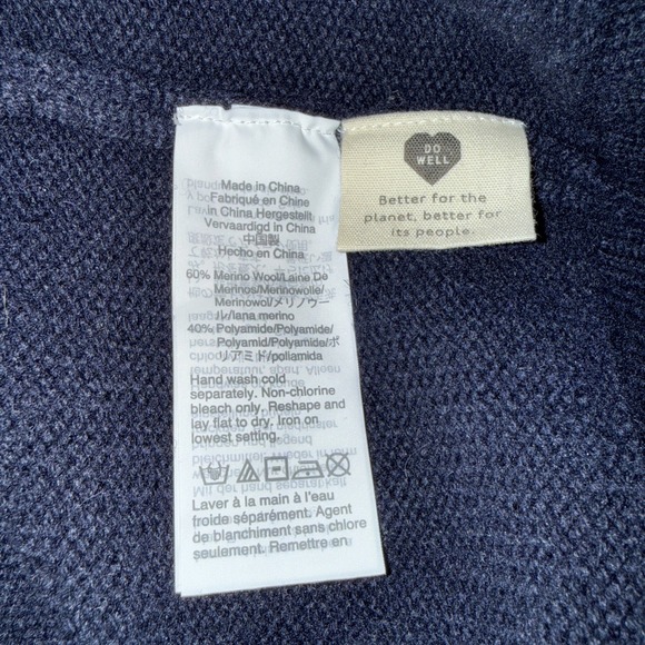 MADEWELL Colorblock Sweater Dress Turtleneck Work Medium Gray Navy Tan Merino - Picture 9 of 11